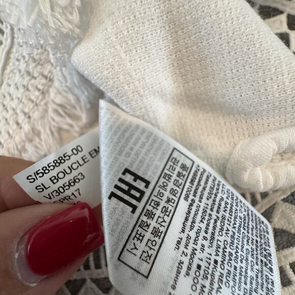 Banana Republic White Boucle Shell Top With Lace- Peekaboo Fringe - Medium - Picture 9 of 11